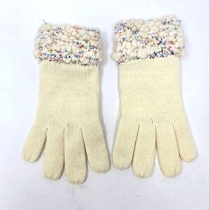VINTAGE LIZ CLAIBORNE CREAM WOOL BLEND GLOVES BOULCE CONFETTI CUFFS WOMEN OS